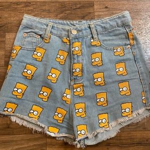 Bart Simpson High Waisted Jean Shorts